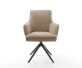 Chaise-pivotante Heira-Flex avec accoudoirs tissu mixte couleur boue pied croisé large noir pivotement sur 360° ressorts ensachés 1